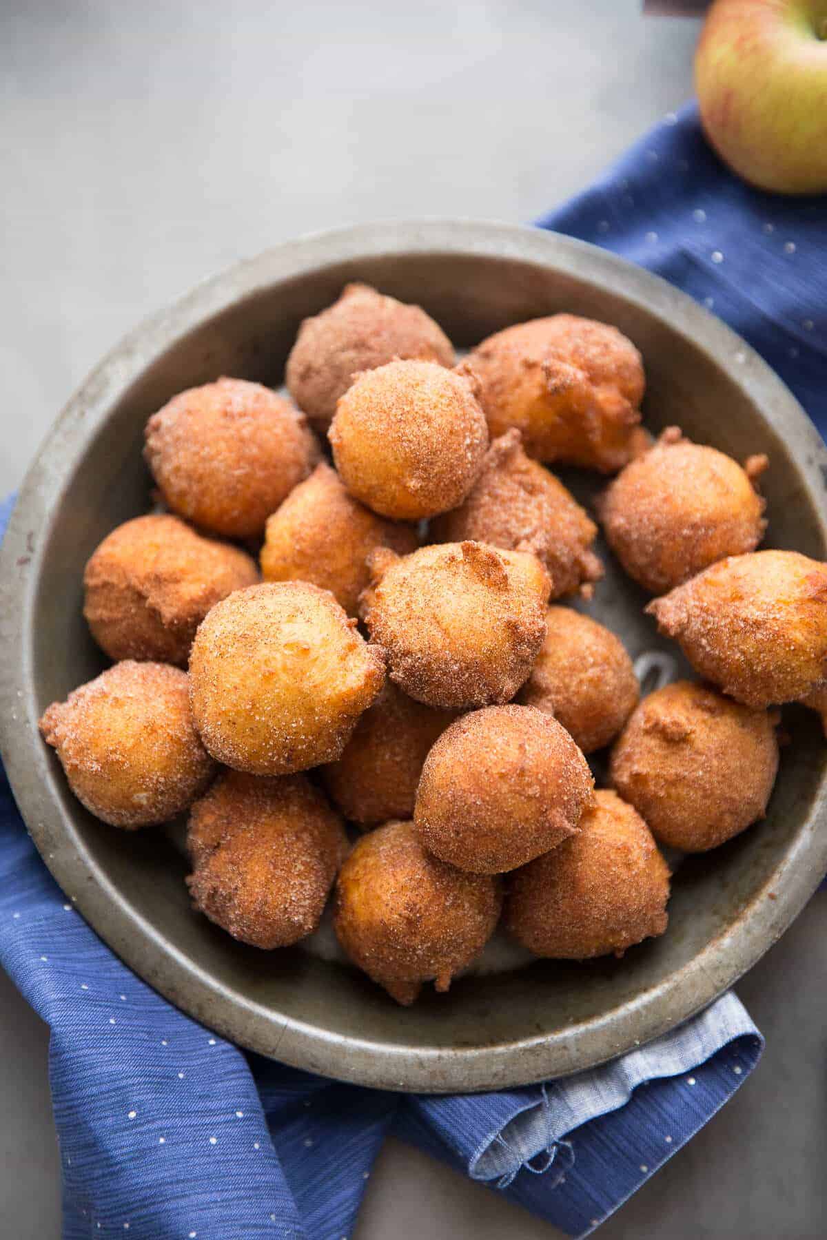 These little ricotta donuts have loads of apple spice flavor.  Grab them while they are hot and dip them in caramel sauce!