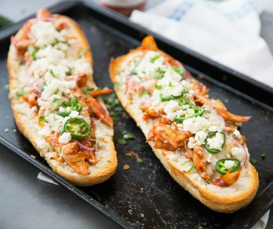 Friends and family are going to love this BBQ Chicken Pizza Sub! This fun recipe is perfect for game-day or Friday night pizza night!