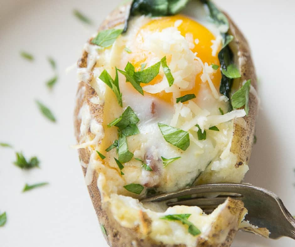 Baked breakfast potatoes are going to make you rethink the whole idea of a baked potato!  These baked spuds are not just side dishes that get topped with bacon and cheese.