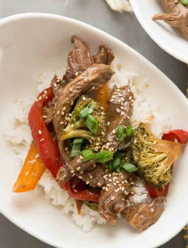 Saucy ginger beef is easy when made in the slow cooker!  This easy recipe has  This easy recipe has amazing flavor the whole family will love!