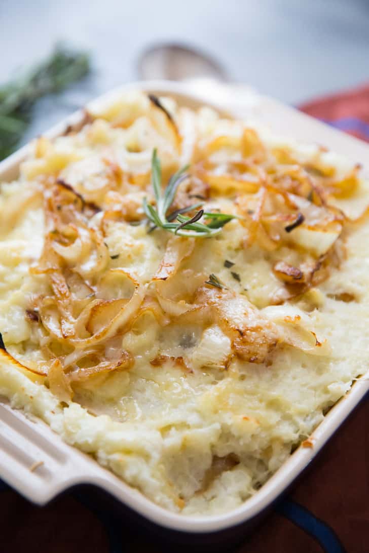 Mashed potatoes with cheese on top