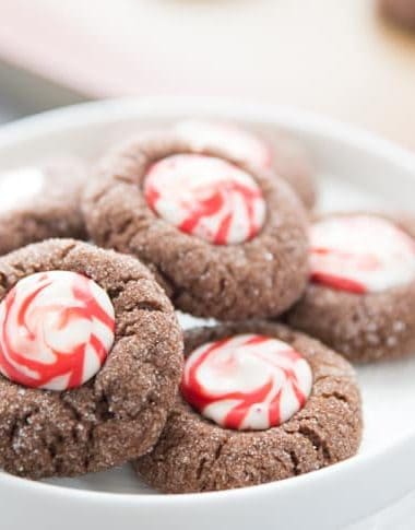 Chocolate thumbprint cookies with Hersey Kisses