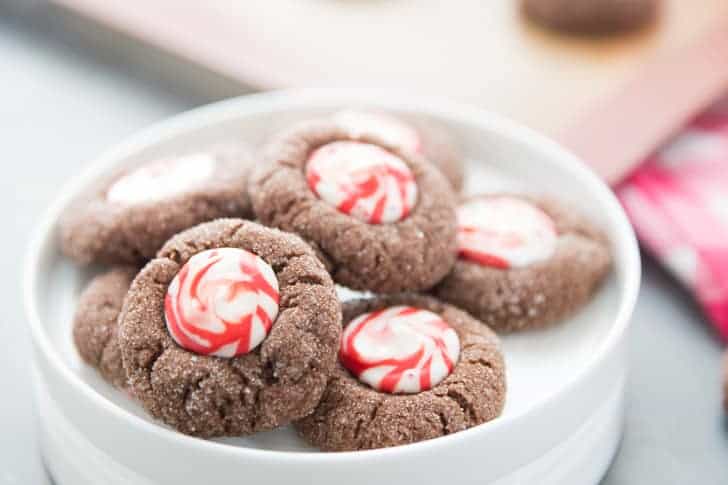 Chocolate thumbprint cookies with Hersey Kisses