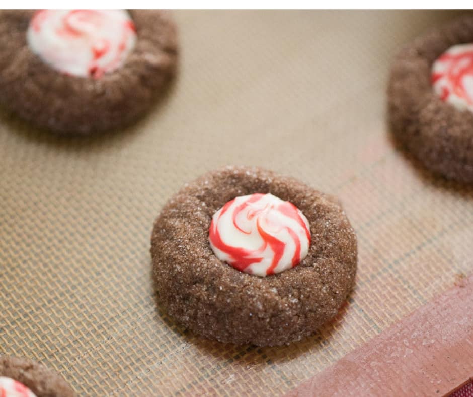 How to make chocolate thumbprint cookies close up image