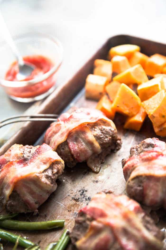 bacon wrapped meatloaf ketchup