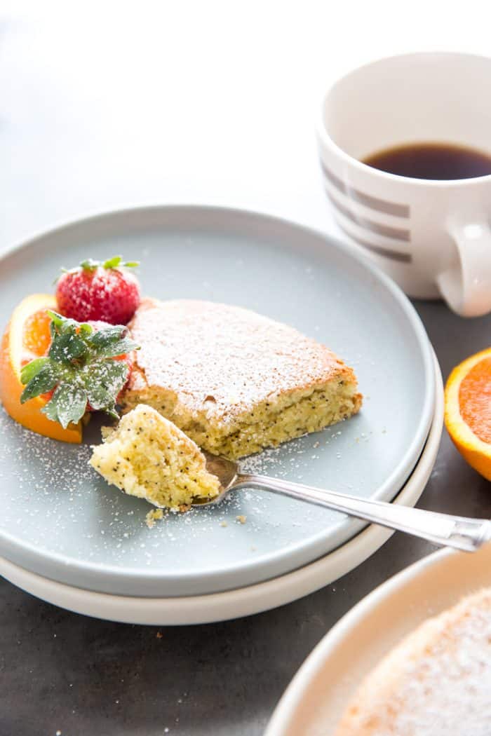 almond flour cake with fork