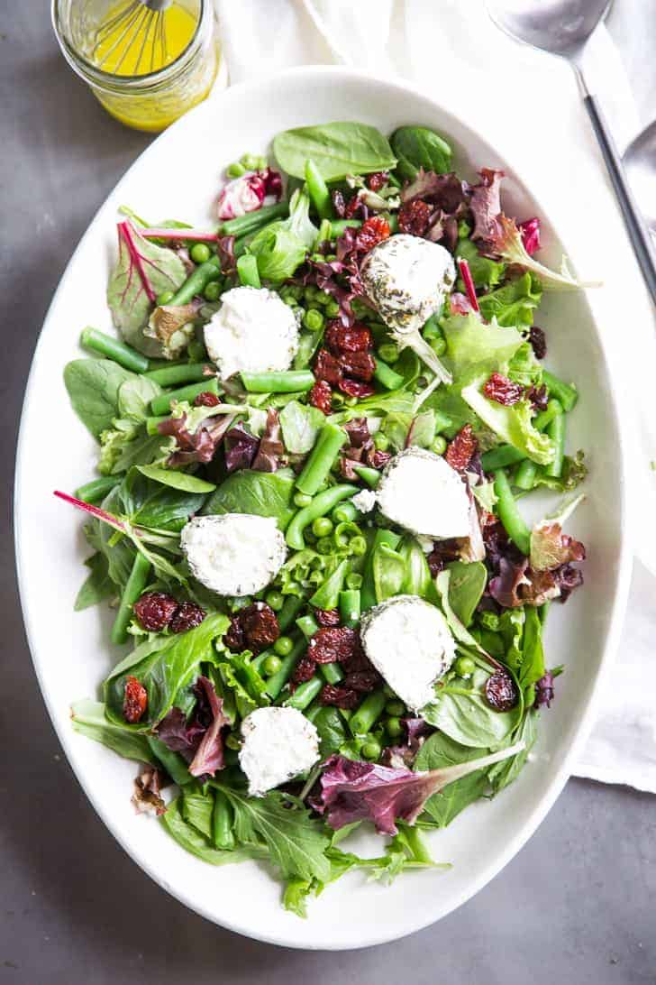 Spring Salad Recipe top down view on plate