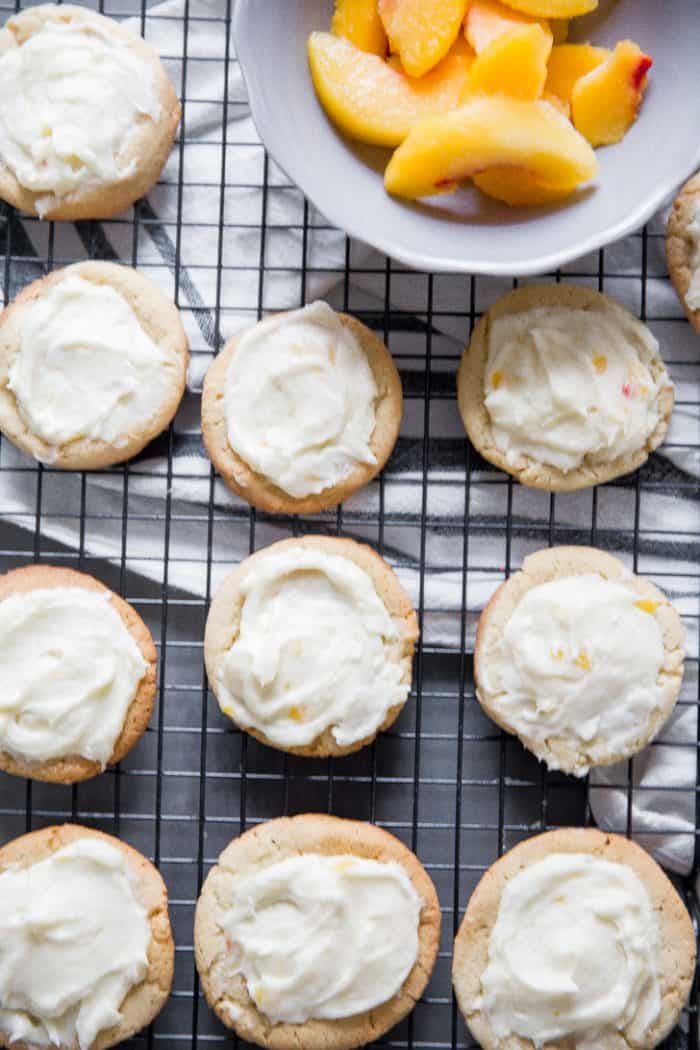 Peach Bellini Cookies on baking rack