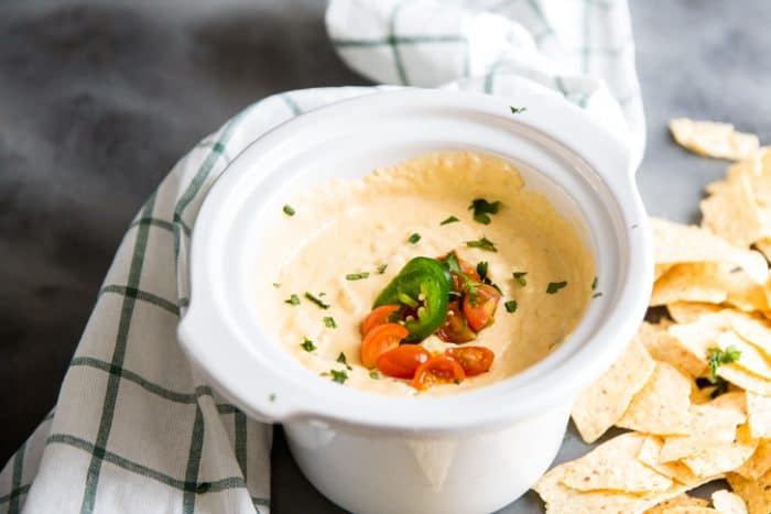 Queso Blanco Crockpot and chips