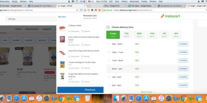 Grocery delivery screen shot