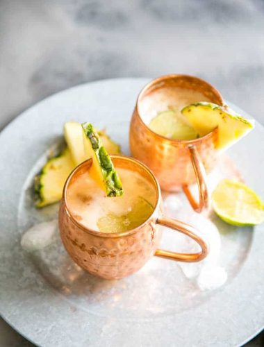 Pina Colada Moscow Mule Drink on a tray