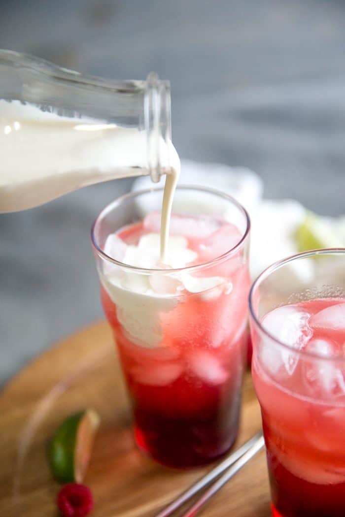 Italian soda with cream poured in