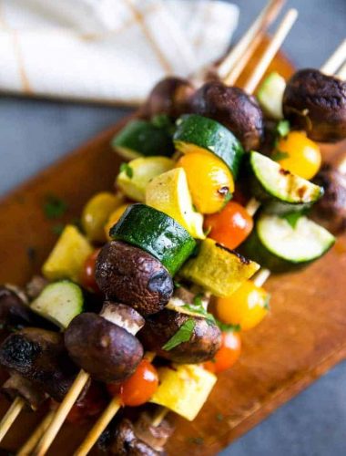 vegetable kabobs close up