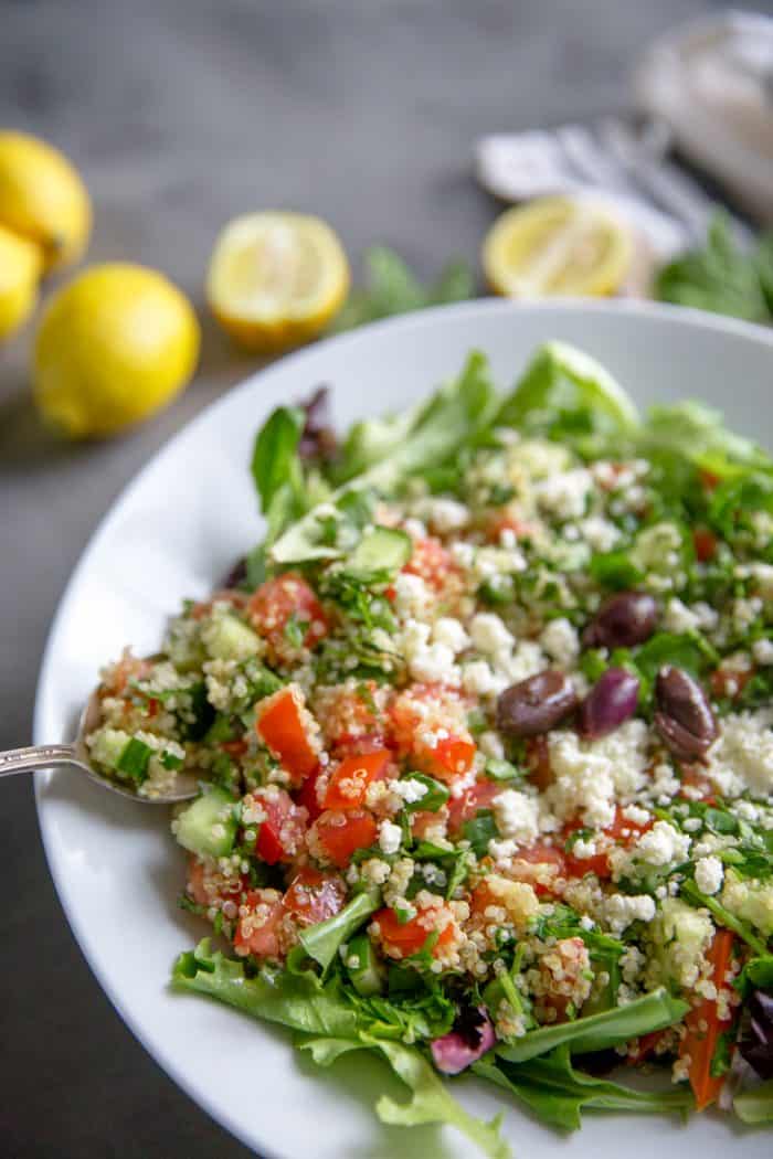 Quinoa tabbouleh with spoon