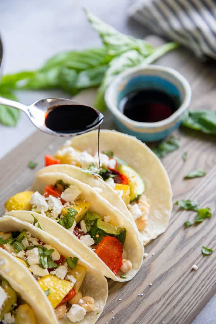veggie tacos with balsamic reduction