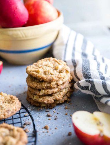 apple oatmeal cookies stacked