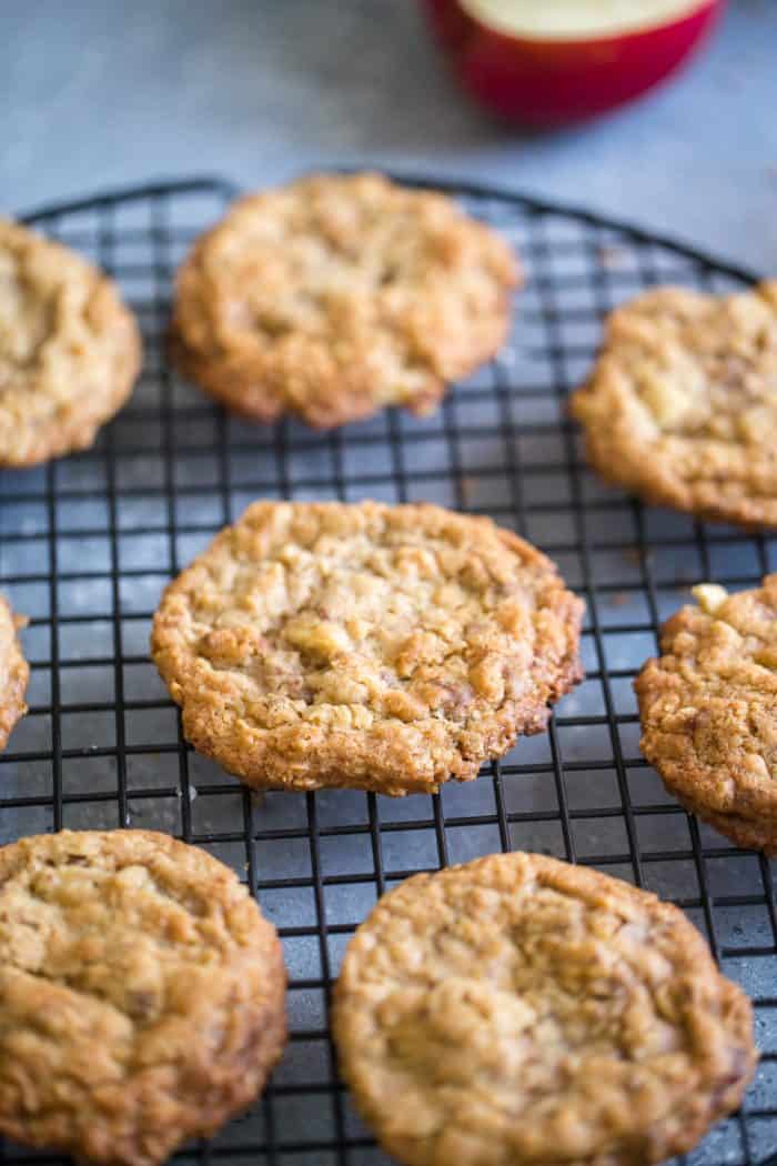 apple oatmeal cookies baking rack