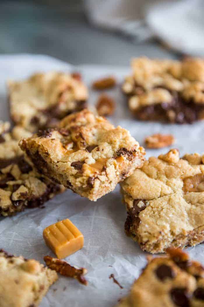 chocolate chip cookie bars several bars 