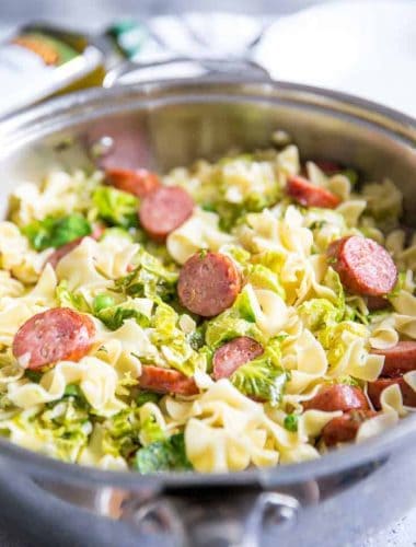 cabbage and noodles with sausage