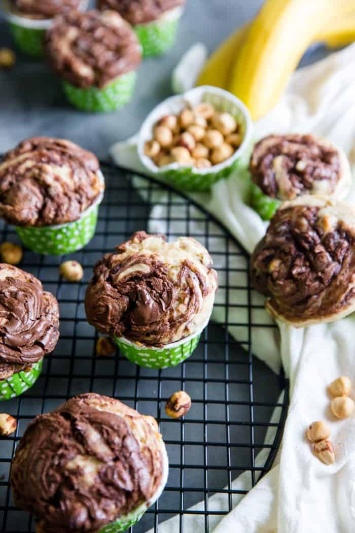 banana nut muffins with hazelnuts