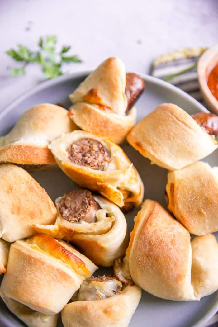 Pigs in a blanket blue plate
