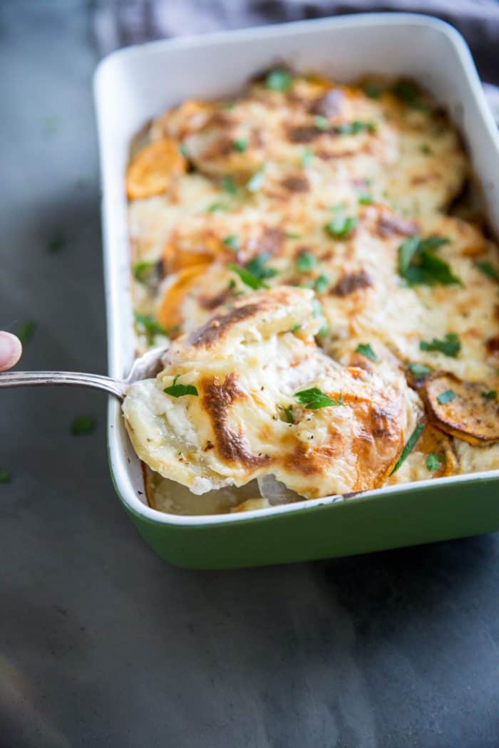 Scalloped potatoes recipe with spoon