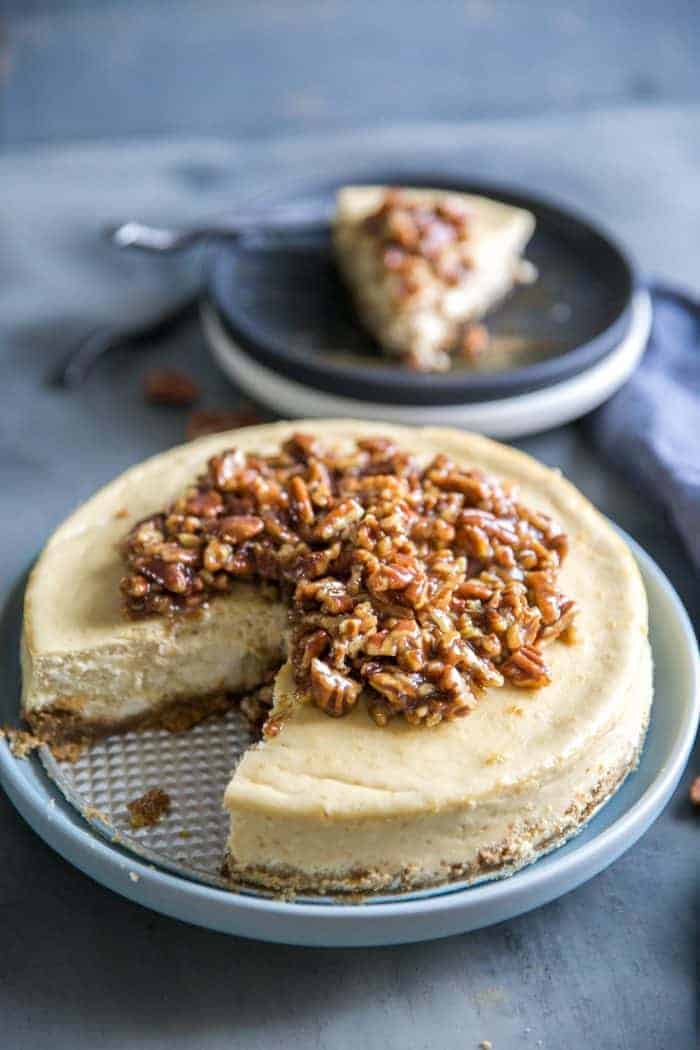 pecan pie cheesecake one slice out