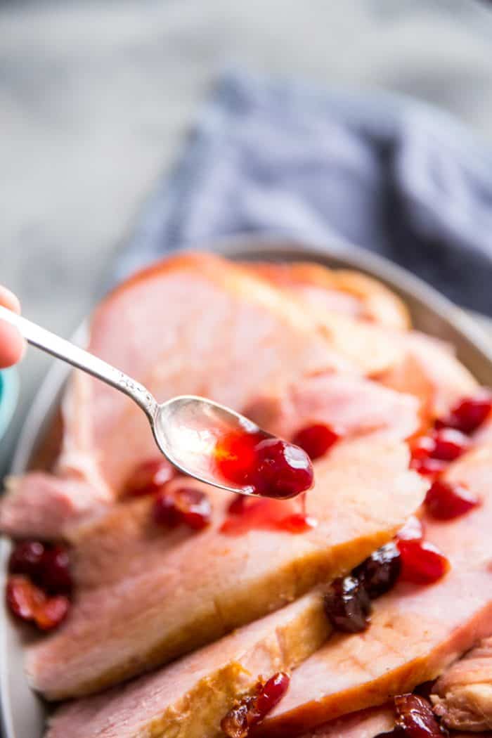 Baked ham with sauce