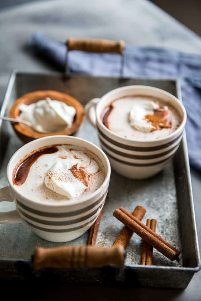 Cinnamon hot chocolate with whipped cream