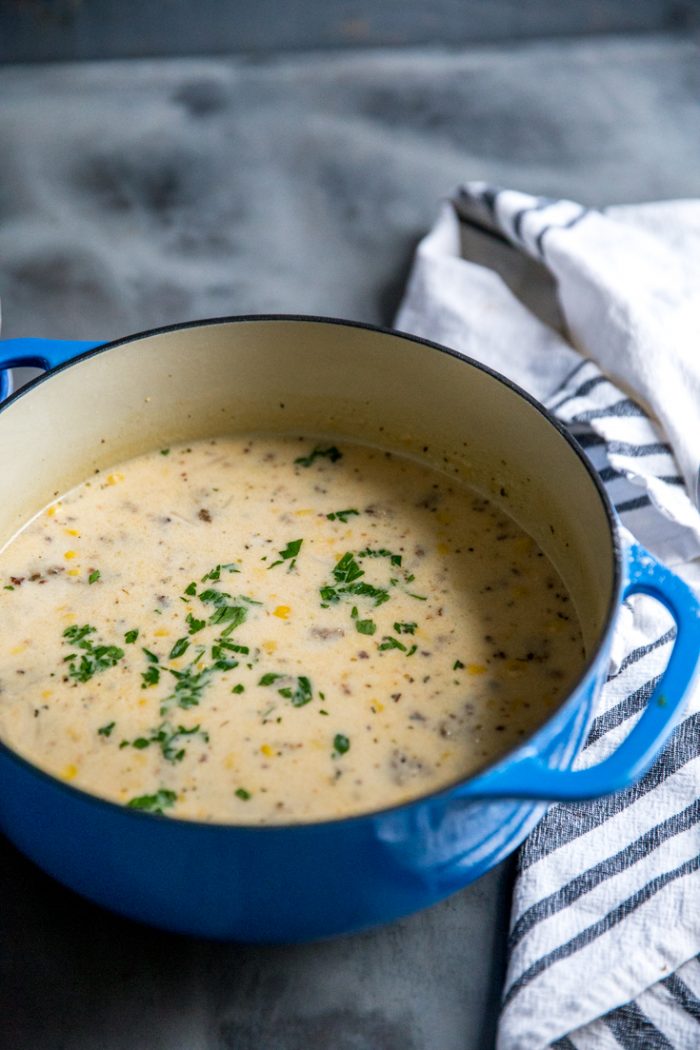 Chowder soup in a large Dutch oven