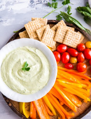 Green goddess dip with peppers