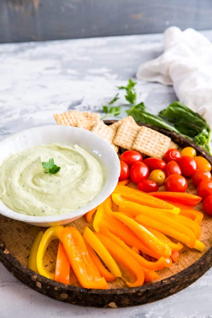 Green goddess dip with parsley