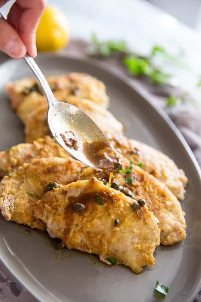 pork cutters with sauce drizzled