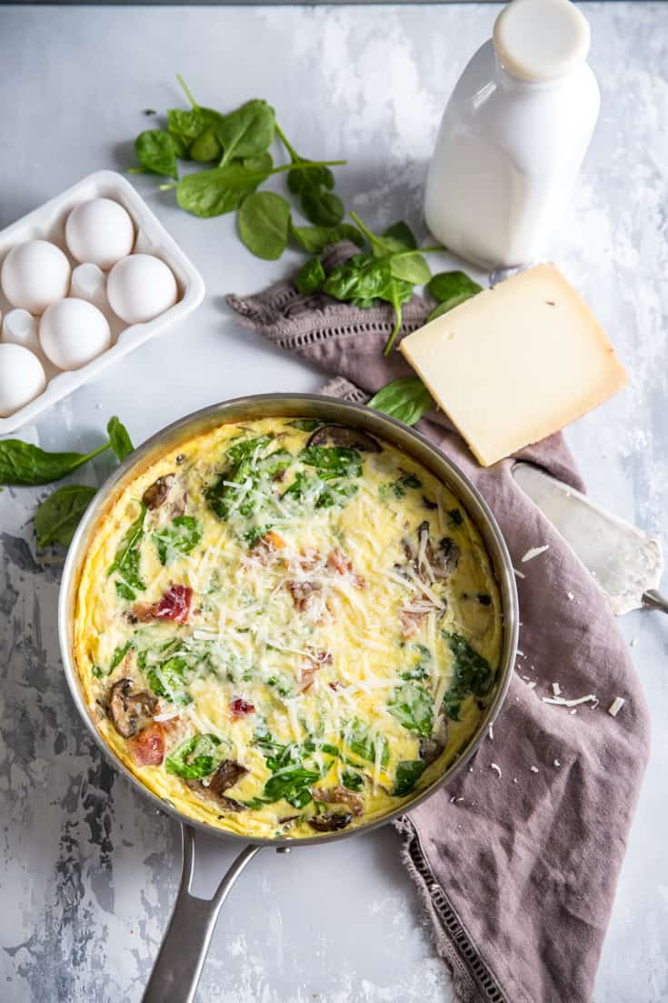 Frittata skillet with eggs on the side