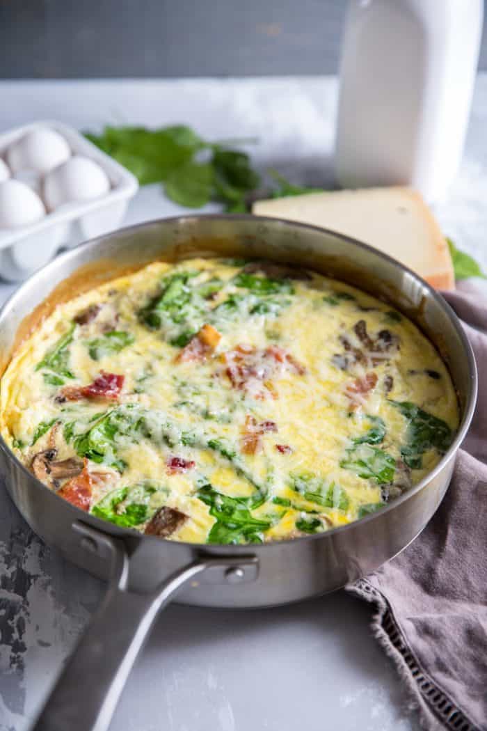 Spinach frittata silver skillet