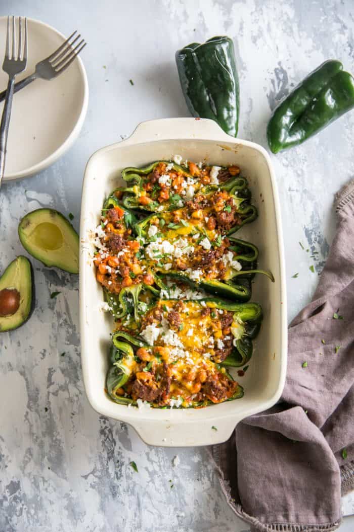 6 stuffed poblano peppers