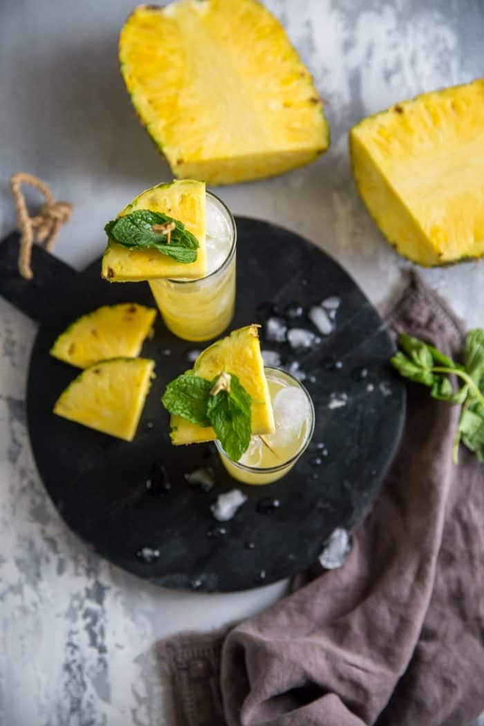 vodka cocktail with pineapple and mint