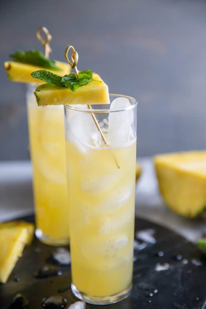 vodka cocktail with pineapple wedge