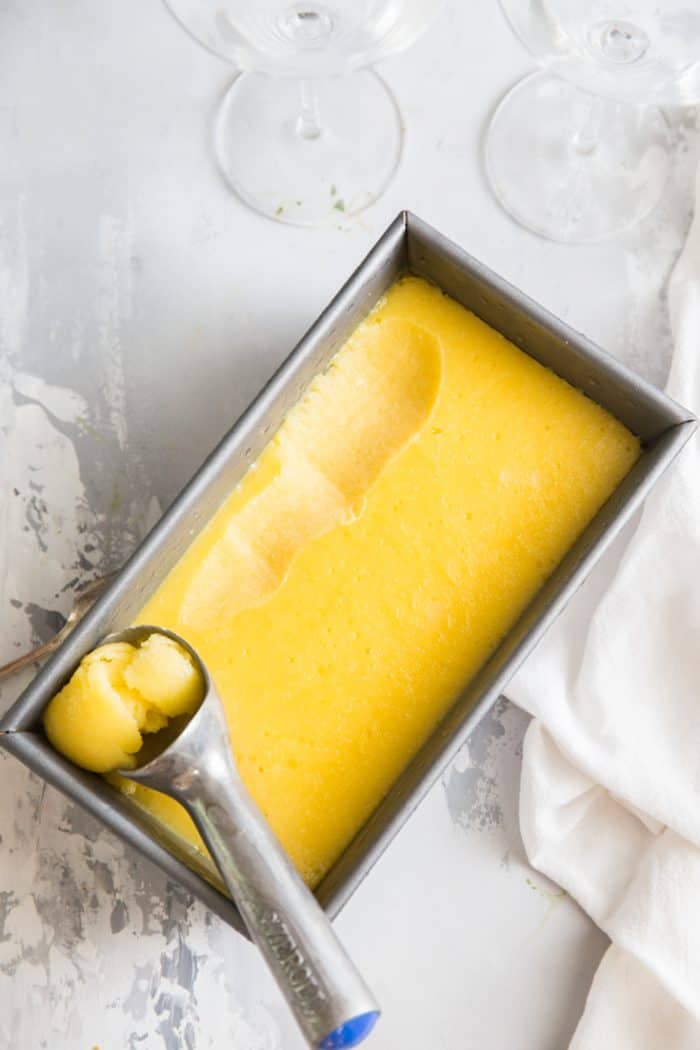 mango rum punch sorbet recipe in the container