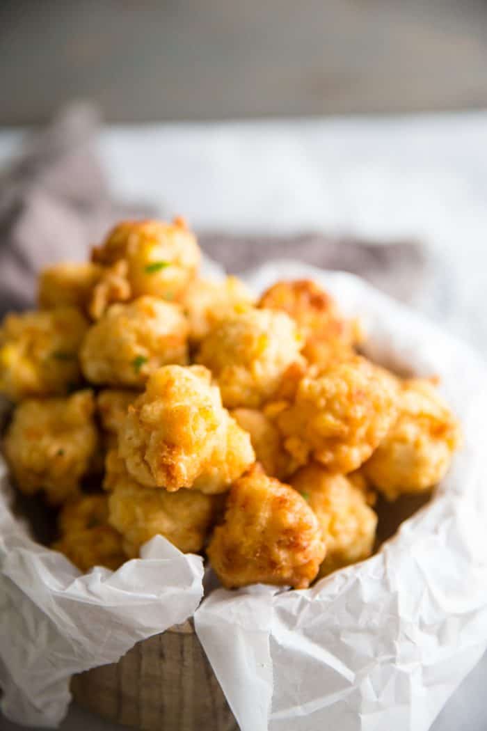 Corn fritter in parchment paper