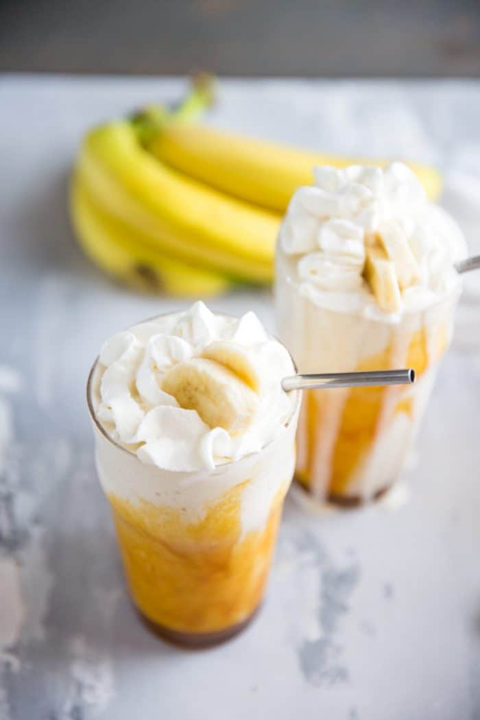 banana milkshakes with whipped cream
