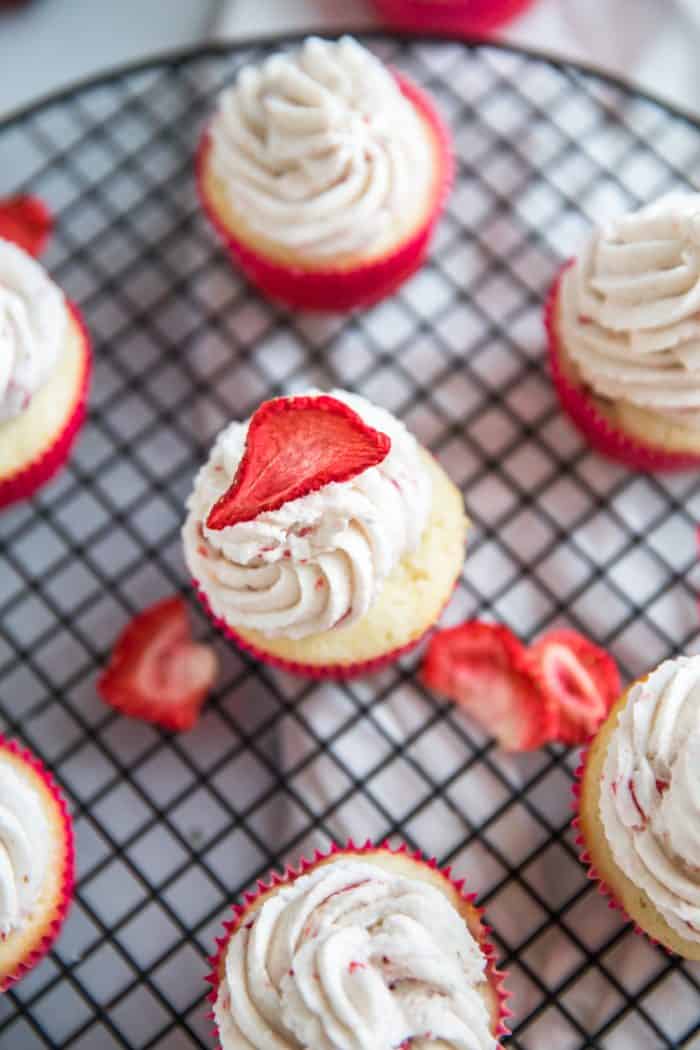 one cupcake with strawberry on top