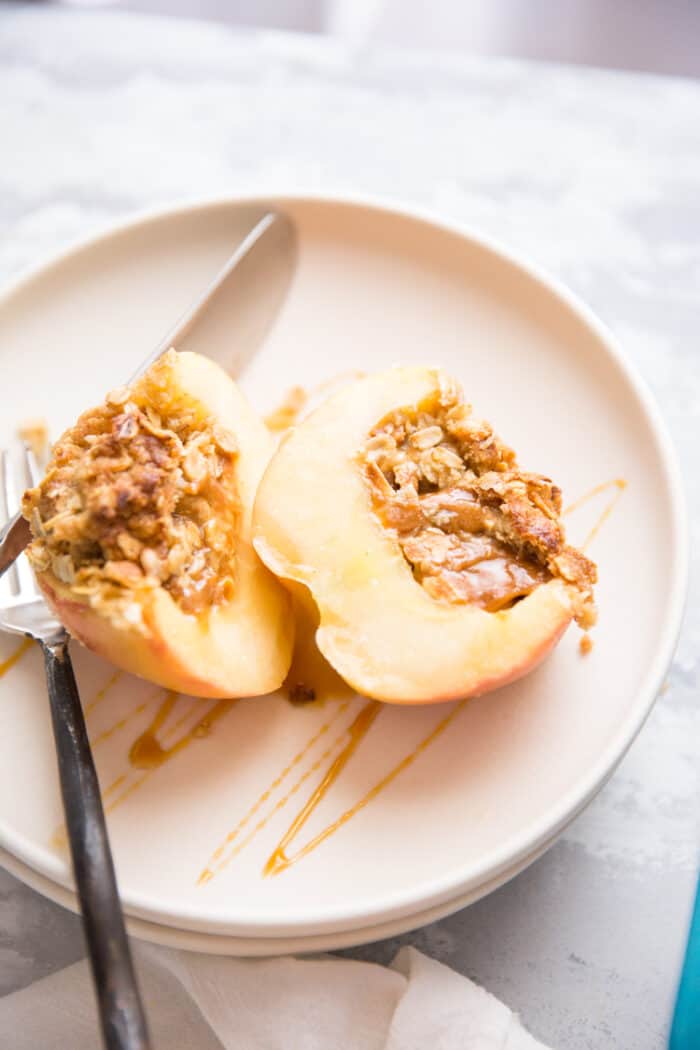 caramel apples knife and fork