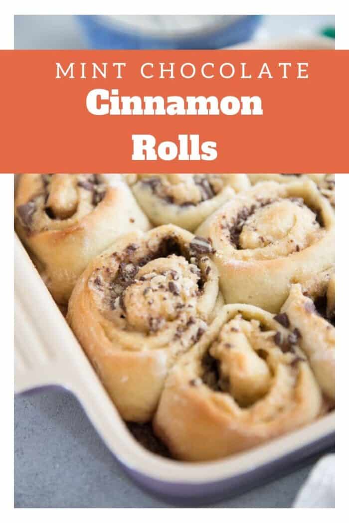 title image of cinnamon rolls with chocolate