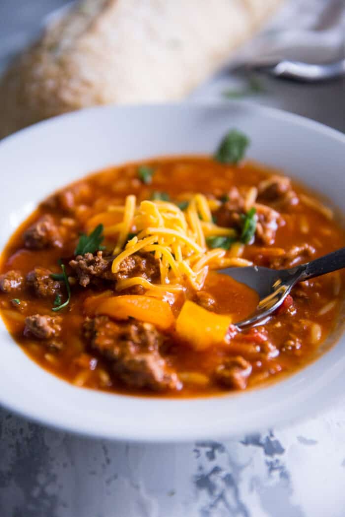 stuffed pepper soup with cheese