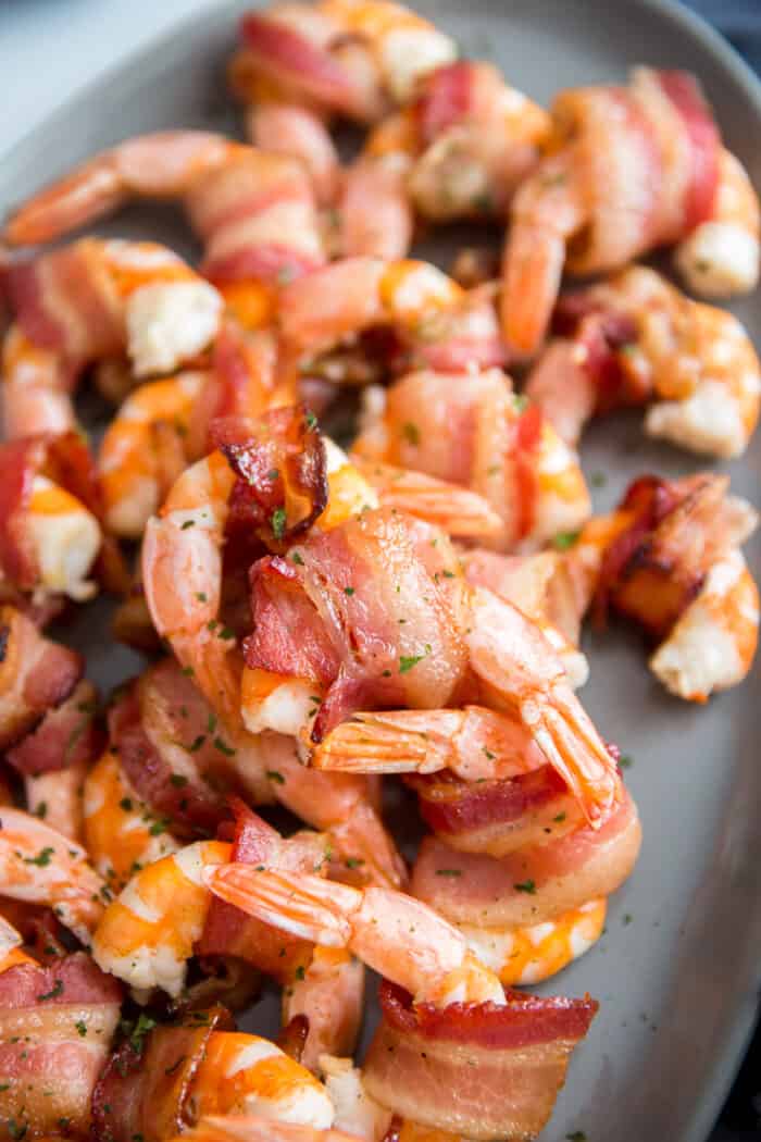 bacon wrapped shrimp close up