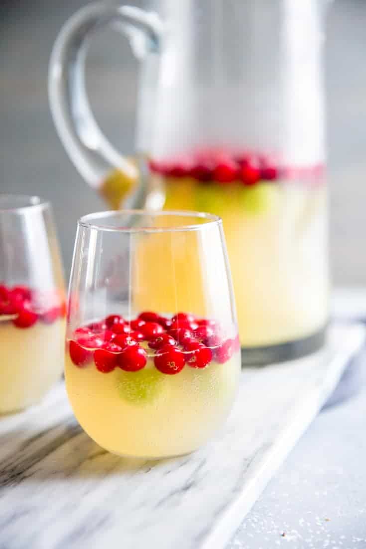 White sangria glass and pitcher
