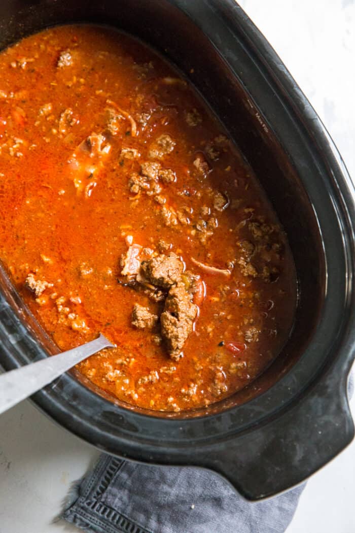 crockpot chili in the crockpot