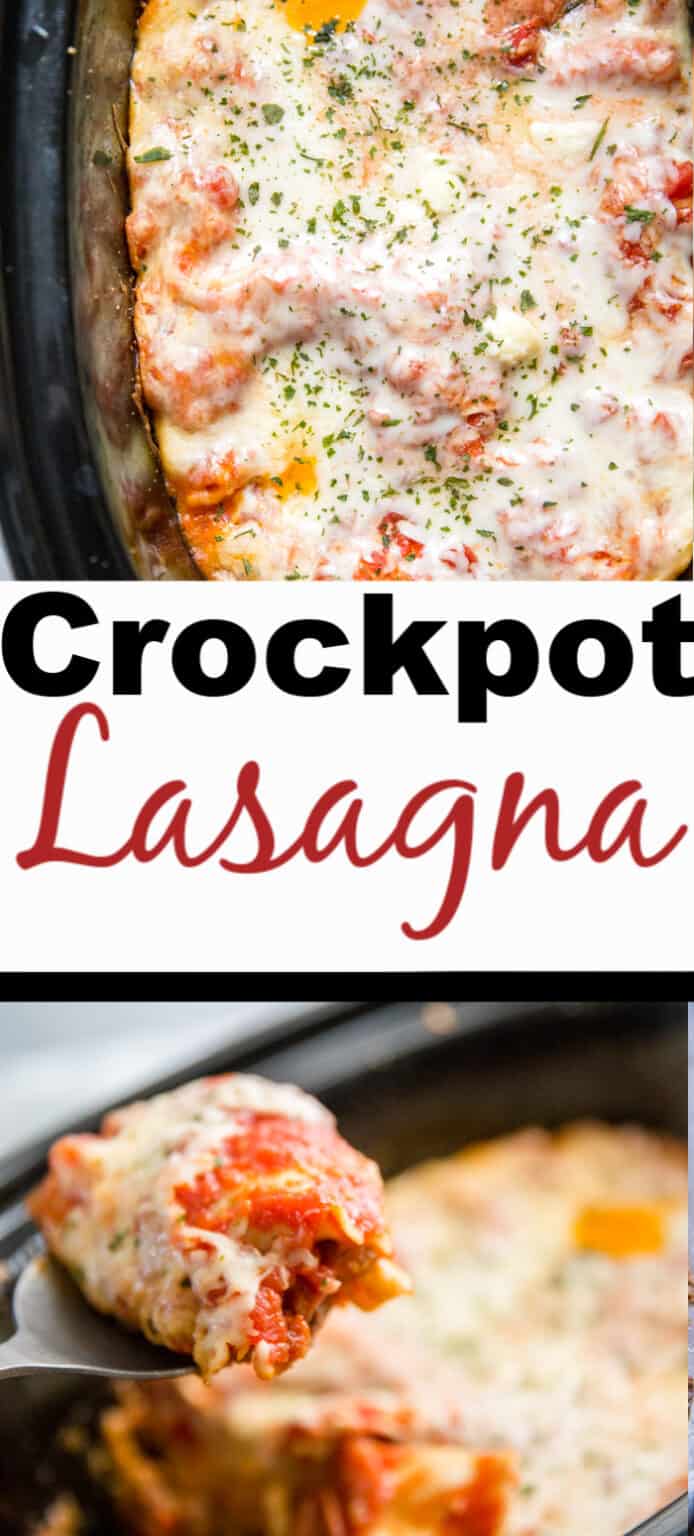 Easy Crockpot Pizza Lasagna - LemonsforLulu.com