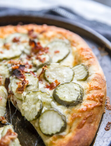 Cut dill pickle pizza